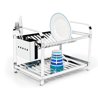 Escorredor de louça inox para 16 pratos com porta talher inox em Oferta na Shopee