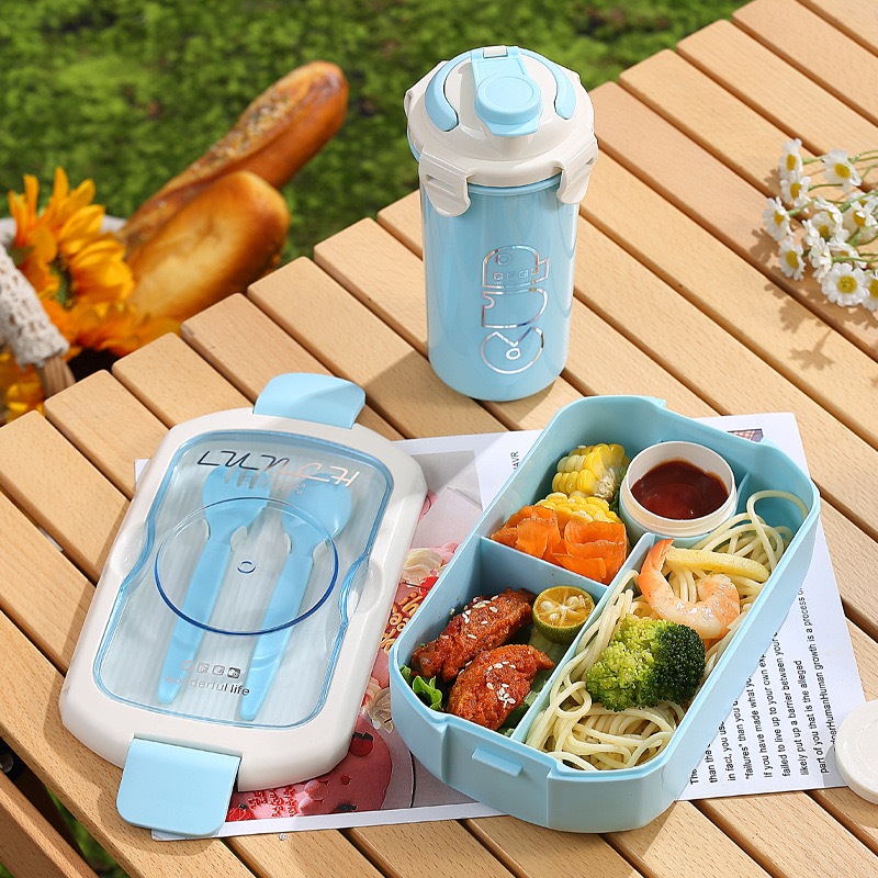 LUWAVE. Marmita Lancheira Hermética 750ML com Compartimento Talher e copo 450ML（A tampa nã...