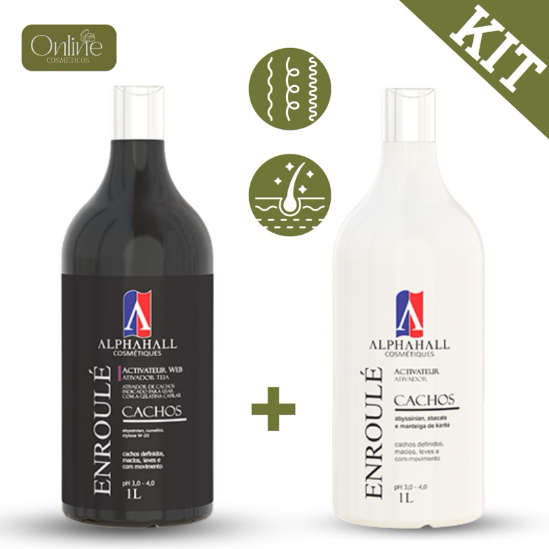 Kit 2 Ativador Cachos Creme Pentear Tradicional Teia Enrole Alphahall