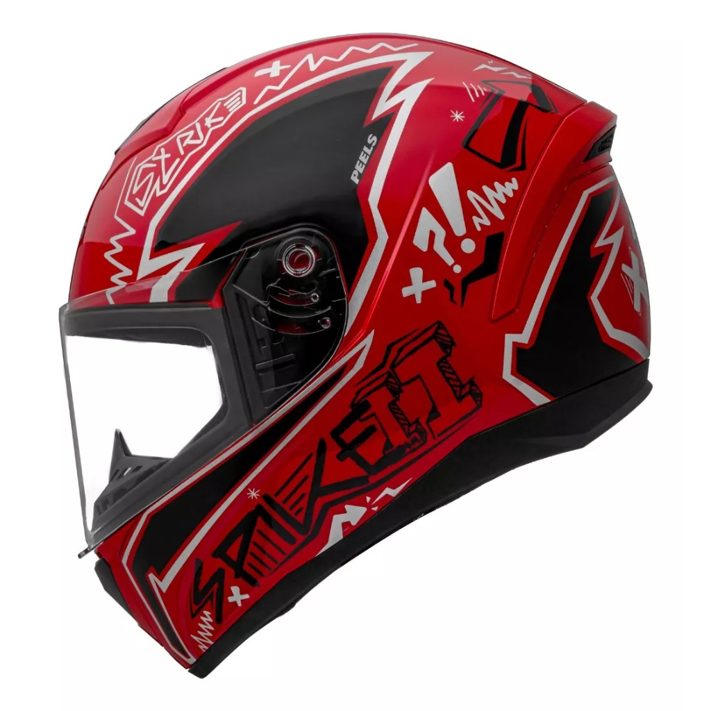 Capacete Moto Spike 2 Peels Stk Vermelho Preto Integral