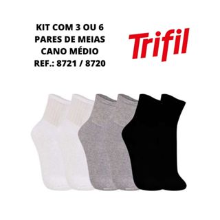 Kit com 6 pares de meias cano médio Trifil algodão esportiva Ref.: 8720 em Oferta na Shopee