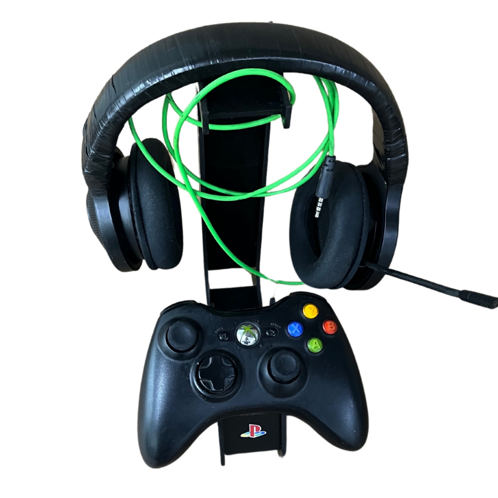 Suporte Para Hedaset Fone Gamer + Controle Mesa  Compatível Com Xbox One, Ps4, Ps5, Ps3, Dualsense e Nintendo MDF