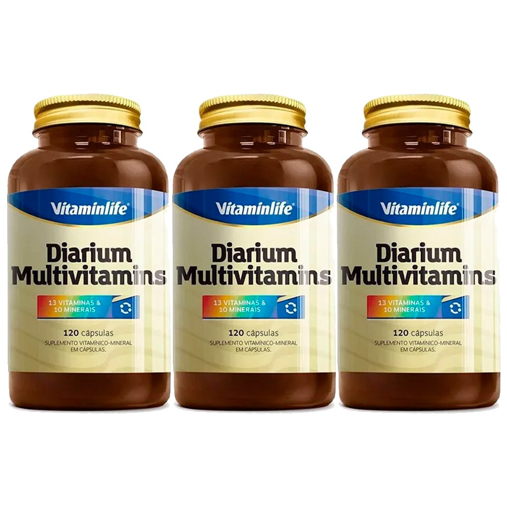 Kit 3x Diarium Multivitamins (Multivitamínico) - 120 Cápsulas cada - Vitaminlife - Health