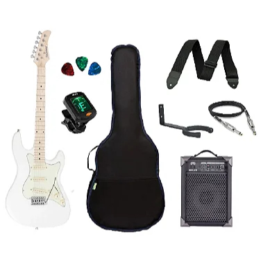 Kit Guitarra Strato Strinberg STS-100 com acessórios + amplificador BRANCA