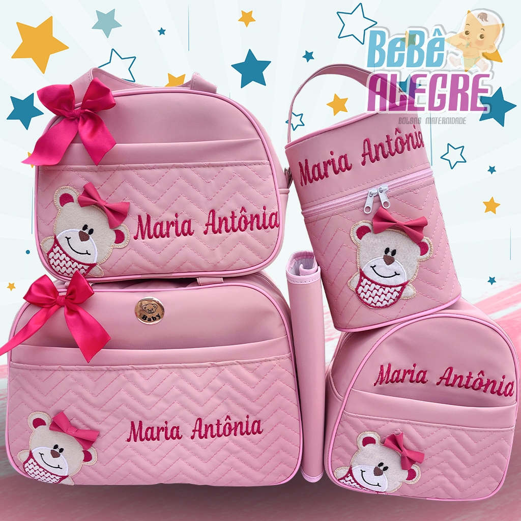KIT BOLSA MATERNIDADE PERSONALIZADA ( ROSA+PINK ) em Oferta na Shopee