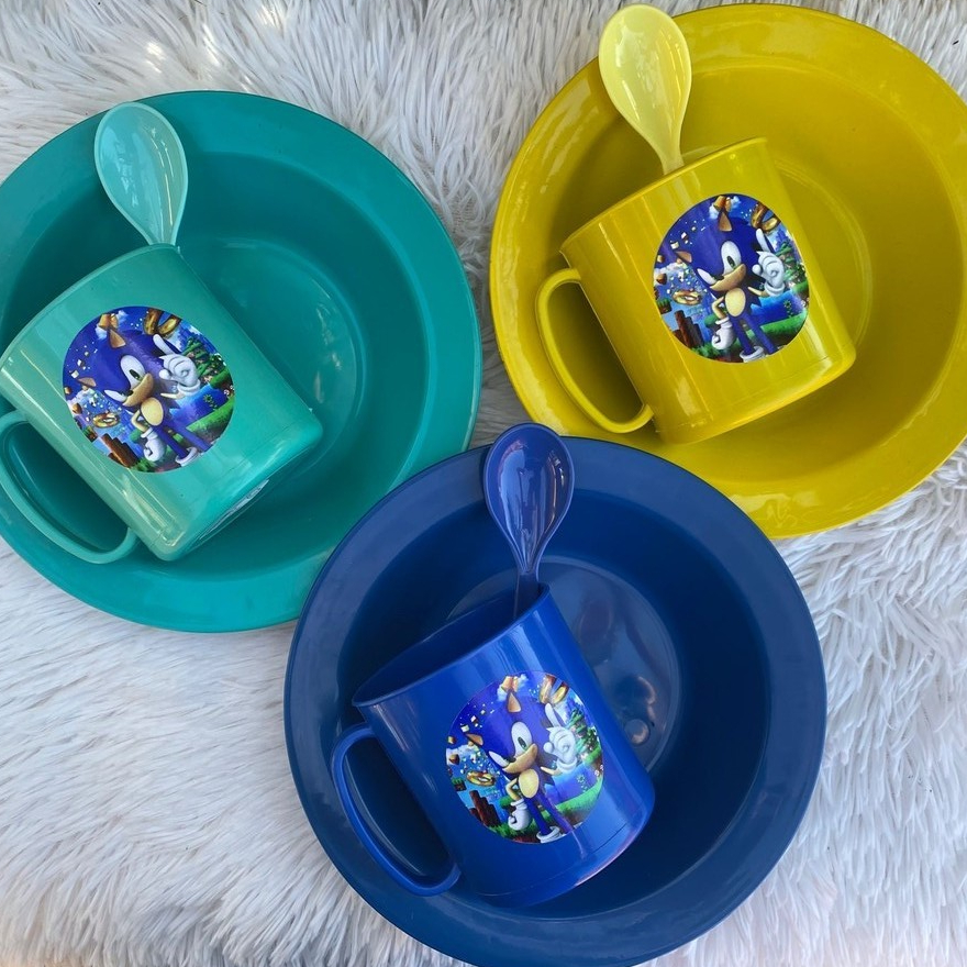 Kit personalizado menino personagem videogame  jogo prato copo caneca azul lembrancinha aniversario