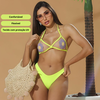 Biquíni Cortininha Asa Delta Crochê Moda Feminina Verão em Oferta na Shopee
