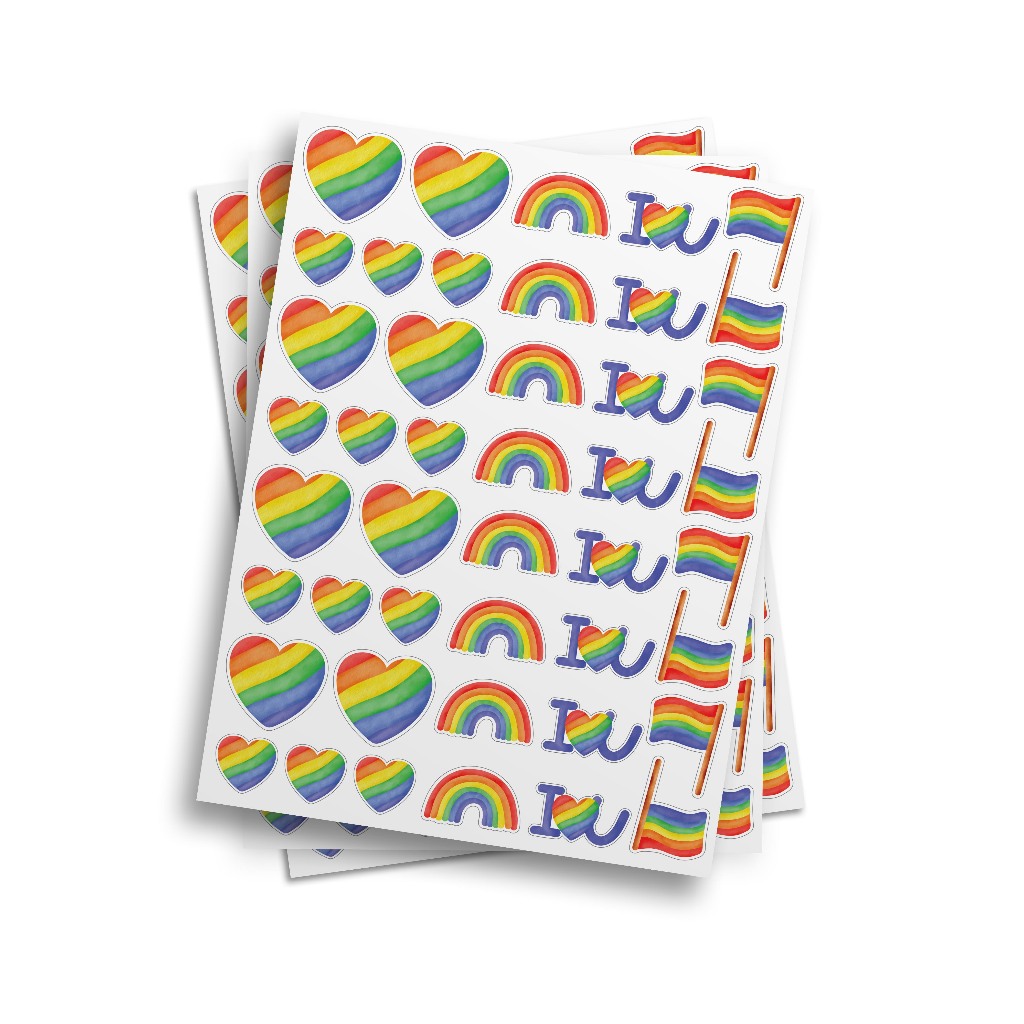 Adesivo Decorativo Coração I Love You Arco-íris LGBTQIA+ Vinil PVC Branco