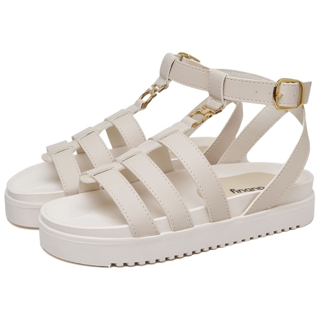 Sandalia Slide Dubuy Off White Com Detalhe de Fivela Luna 2068DB - Women Shoes