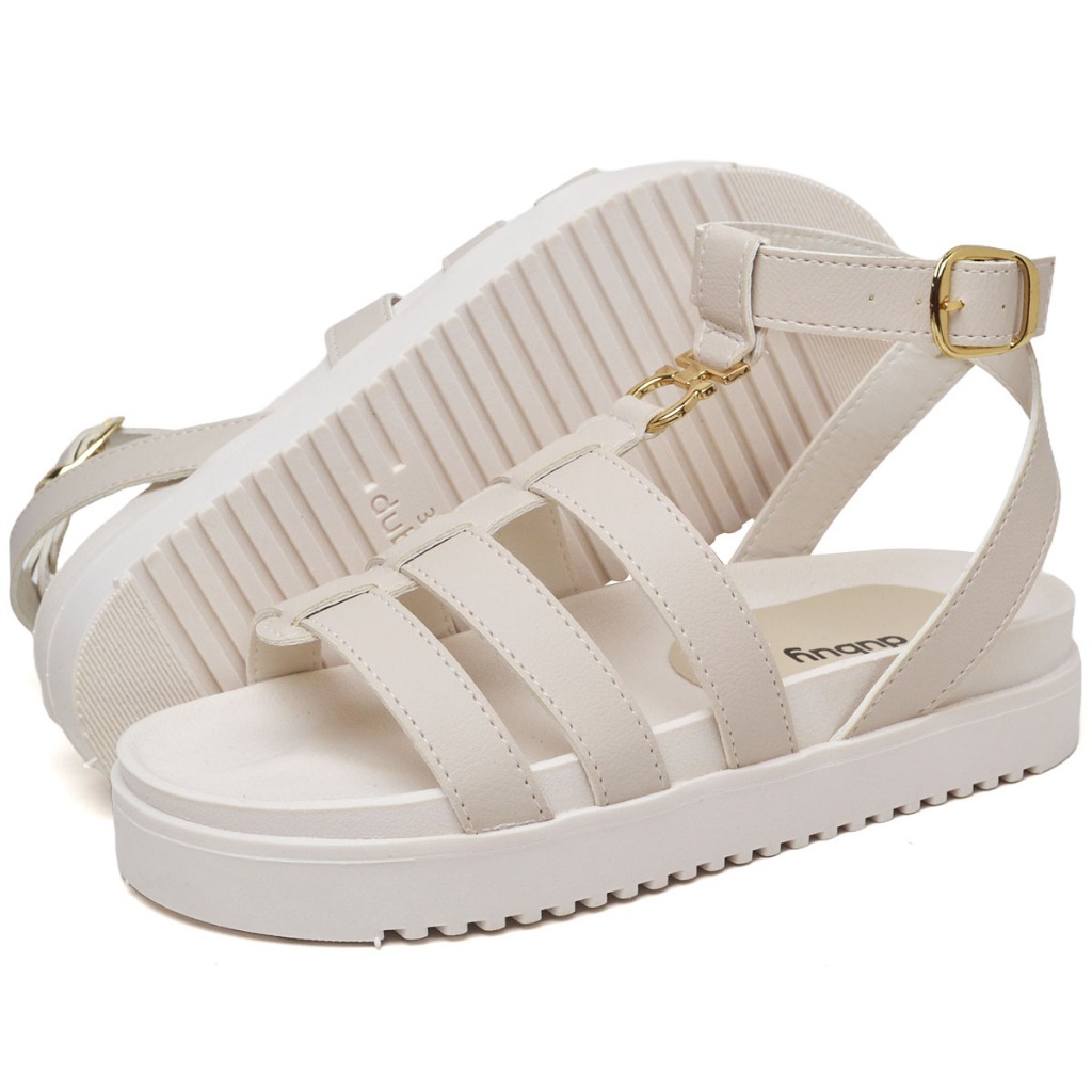 Detalhes do Sandalia Slide Dubuy Off White Com Detalhe de Fivela Luna 2068DB