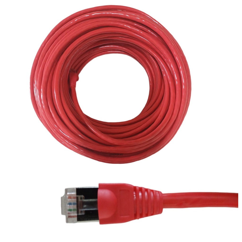 Cabo De Rede Patch Cord Cat6 30metros 30m Cat6 Vermelho Giga