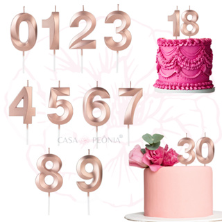 2 Velas De Aniversario Numero Rosê Gold Design Idades Diversas em Oferta na Shopee
