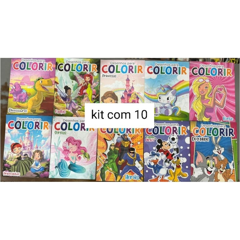 kit com 10 revista colorir. desenho para colorir