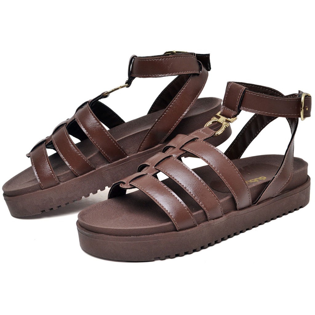 Detalhes do Sandalia Papete Slide Marrom Com Fivela Original Dubuy Luna 2068DB