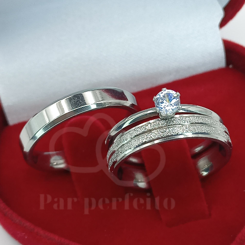 Par de Aliança de Namoro Casamento Brilhante Diamantada Canal e Chanfrada Lisa Finas 4mm em Oferta na Shopee