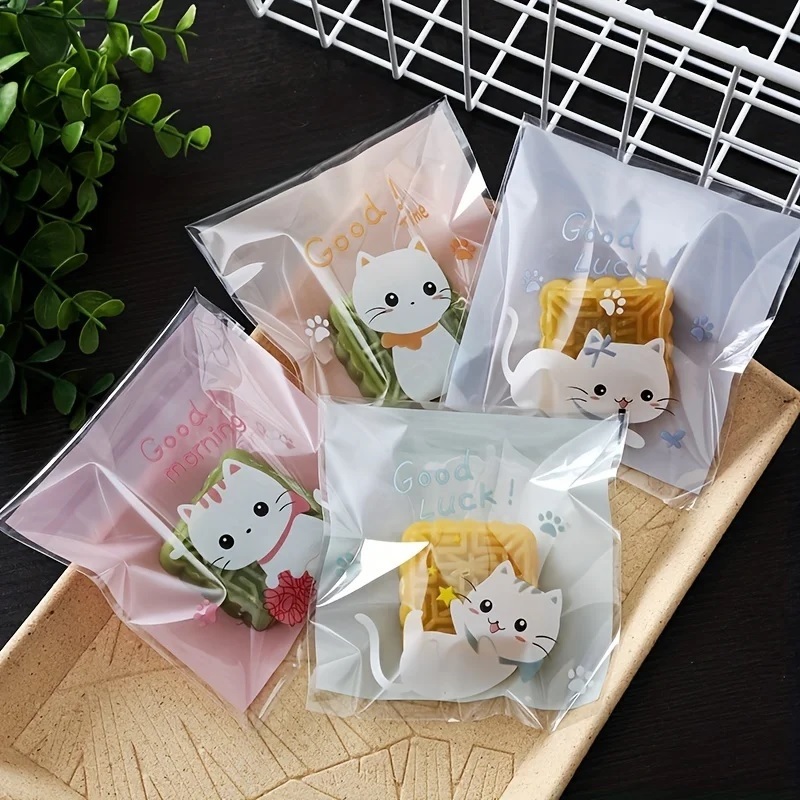 50 Saquinhos Plásticos Saco plástico Adesivo Embalagem 7cm x 7cm, Vários Modelos Gatinho Panda Doces Biscoitos Decoração em Oferta na Shopee