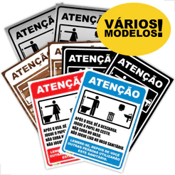 Placas Sinalização Banheiro Feminino e Masculino Regras Higiene Aviso Cuidado 15x20cm