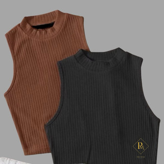 Cropped Gola Alta Canelado Sem Manga em Oferta na Shopee