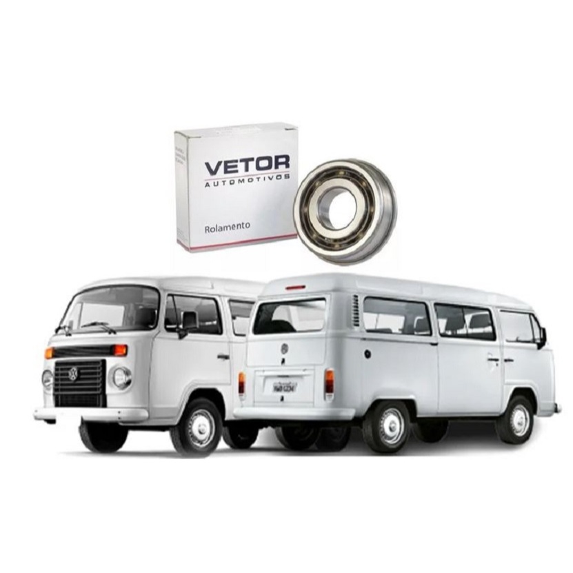 Rolamento Roda de Trem de Câmbio Eixo Primário Vw Kombi a AR ou Agua /  Fusca / Brasília / Gol 80 81 82 83 84 Ar / Karmann Ghia / TL / Variant 1 I 2 II / Gurgel BR-800 Com Aba (N.505916) Caixa de Marcha / Cambio / Semelhante ao Original Vw 0803111231