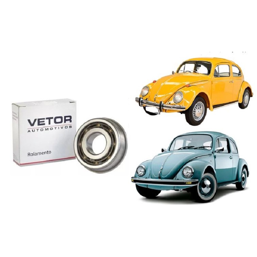 Rolamento Roda de Trem de Câmbio Eixo Primário Vw Fusca / Brasília / Kombi a AR ou Agua / Gol 80 81 82 83 84 Ar / Karmann Ghia / TL / Variant 1 I 2 II / Gurgel BR-800 Com Aba (N.505916) Caixa de Marcha / Cambio / Semelhante ao Original Vw 0803111231