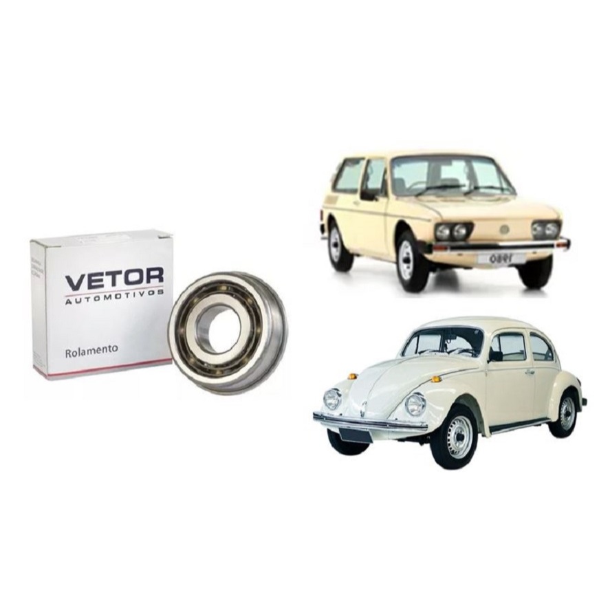 Rolamento Roda de Trem de Câmbio Eixo Primário Vw Brasilia / Fusca / Kombi a AR ou Agua / Gol 80 81 82 83 84 Ar / Karmann Ghia / TL / Variant 1 I 2 II / Gurgel BR-800 Com Aba (N.505916) Caixa de Marcha / Cambio / Semelhante ao Original Vw 0803111231