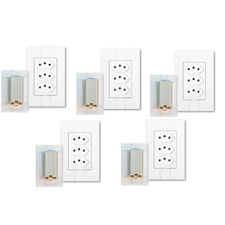 Kit 5 Tomadas Tripla 20a Modular Monobloco Fácil ligação Pluzie