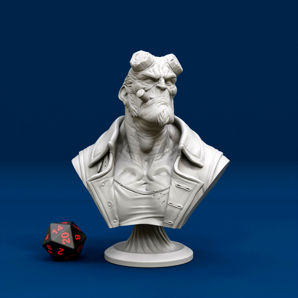 Busto Herói Hellboy | Miniatura Quadrinhos Anime Filmes