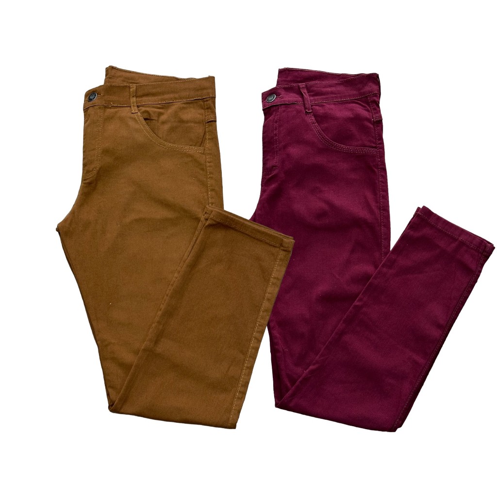 kit de 2 calças Slim masculina sarja colorida jeans algodão e elastano lycra de ótima qualidade oferta