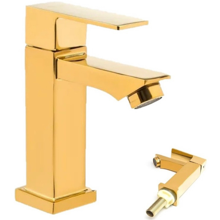 Torneira Para Banheiro Dourada Brilhante Ouro Lavabo Luxo Metal Original em Oferta na Shopee