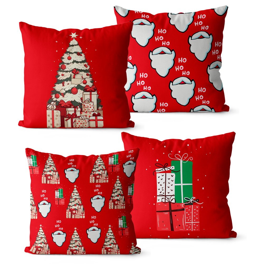 Kit 4 Capas de Almofadas De Natal 45x45 - Natalinas