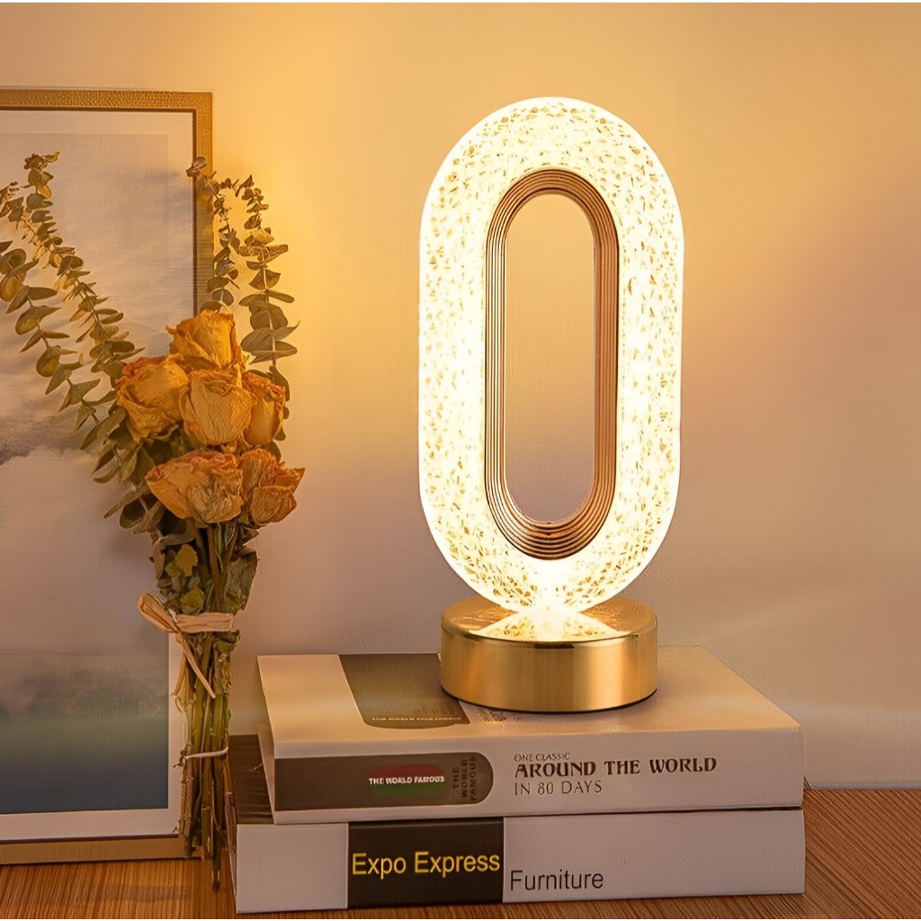 Luminária de Mesa Lâmpada Touch Quarto Luxuosa Cristal Acrílico 3 Tons de Led