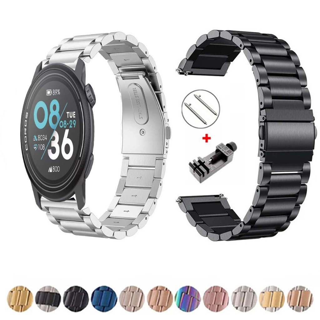 Pulseira de 22mm Metal Elos de aço inox para Coros Pace 3 de Engate Rapido