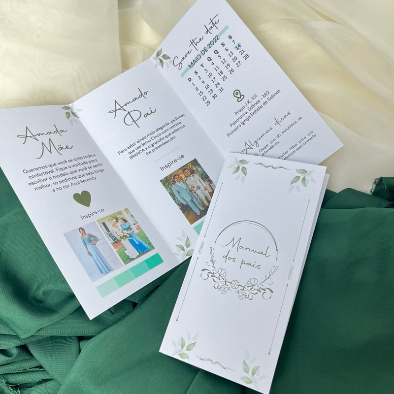 manual dos pais dos noivos folha única - manual dos padrinhos personalizado - convide de padrinhos