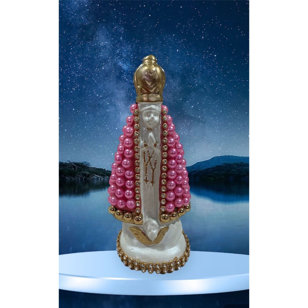 Imagem de Nossa Senhora Aparecida pérola 10cm kit com 3/4/10/  lembranças para fortalecer a fé devoção na Mãe Aparecida ou lembrança de casamento/bodas