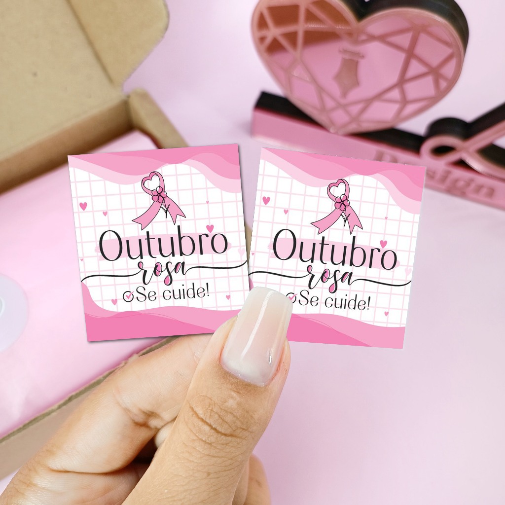 100 Mini cartões Outubro Rosa com frase motivacional - Faça lembrancinhas para suas clientes - Pronta entrega