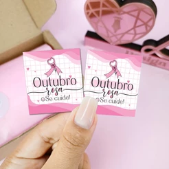 100 Mini cartões Outubro Rosa com frase motivacional - Faça lembrancinhas para suas clientes - Pronta entrega