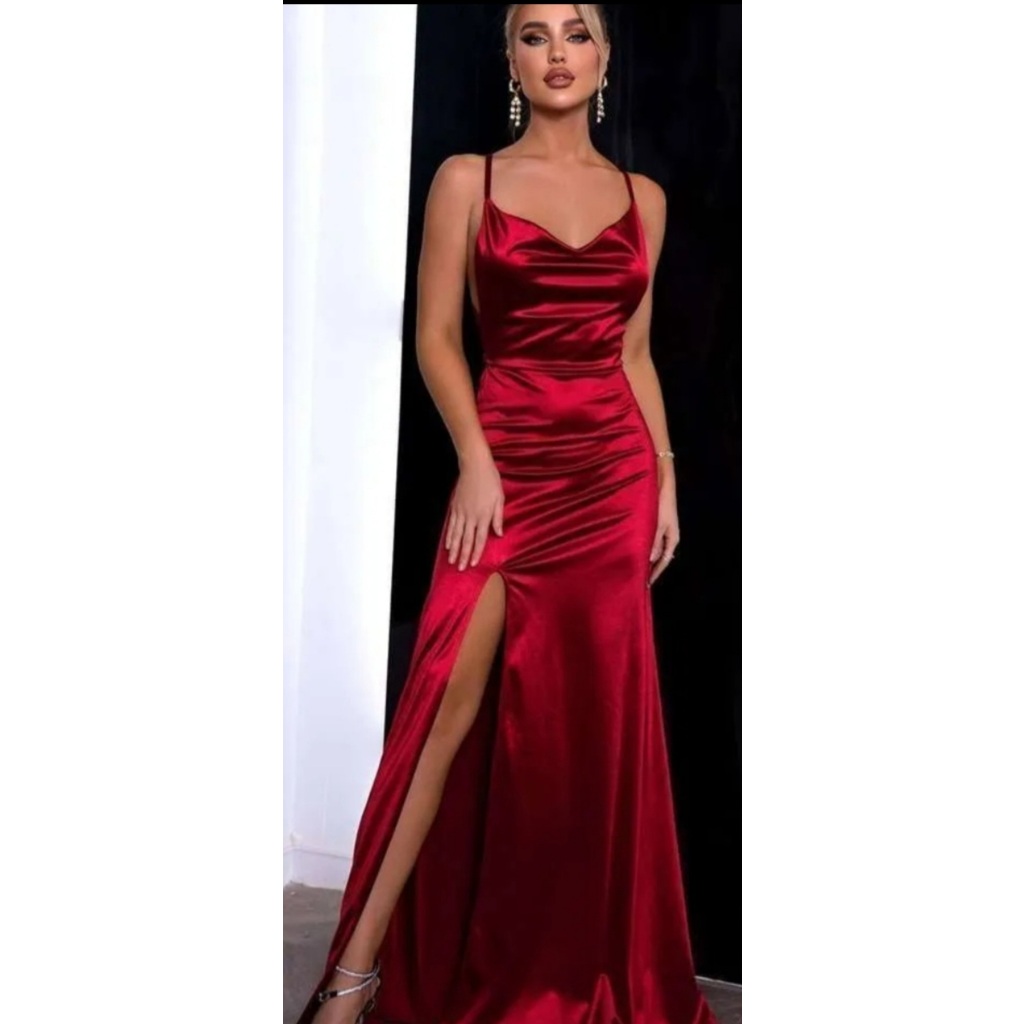 Vestido de Festa Vermelho em Oferta Shopee 2025