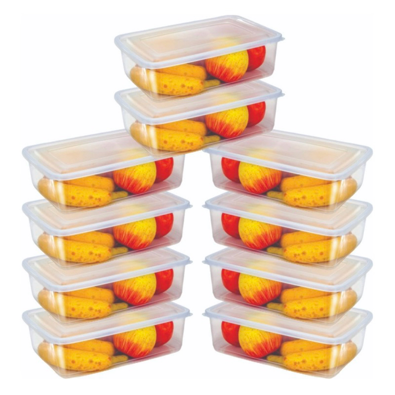 Kit 10 Potes Transparentes 1 litro Marmita fitness Lavável BPA Free 100% Seguro Para Microondas, Freezer e Lava Louças