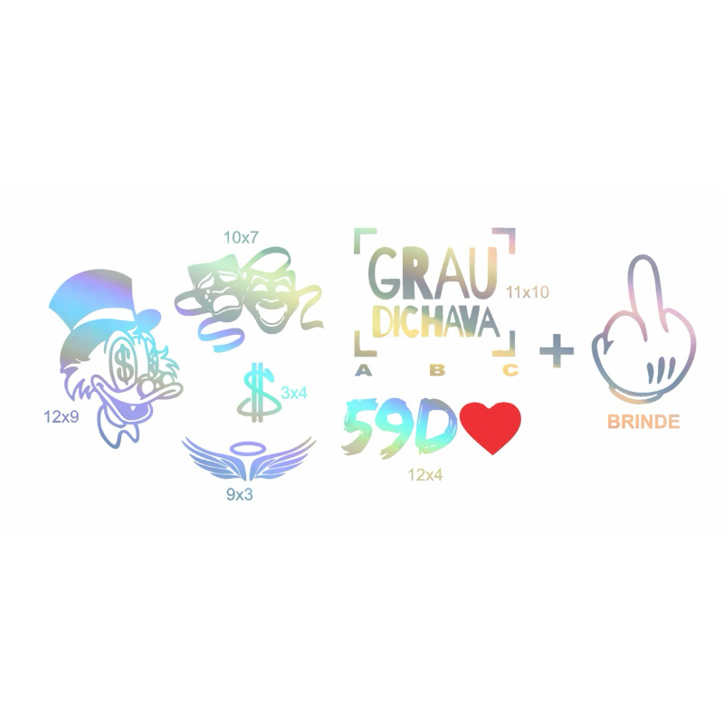 Adesivos holografico para motos carros e bicicletas - Tio patinhas, chora agora ri depois, grau fichava, 59d e etc
