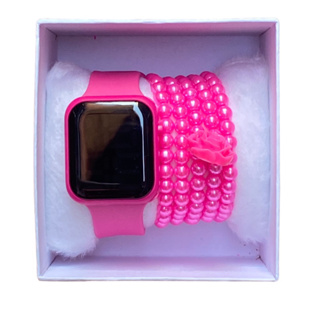 Kit Relógio digital adolescente para meninas com pulseira de missanga e caixa em Oferta na Shopee