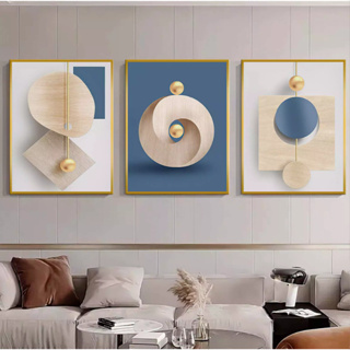 Quadro Decorativo 3 Peças Mosaico Luxo de Madeira & Ouro em Oferta na Shopee