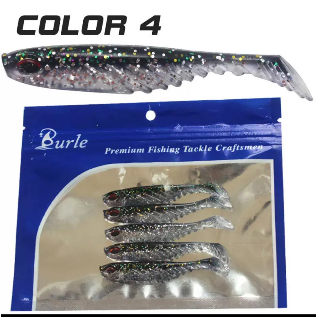Artificiais Soft Shad Pesca 7cm  5pcs/bag T Cauda 7cm De Duas Cores Pás Nadadores Soft Lure Silicone