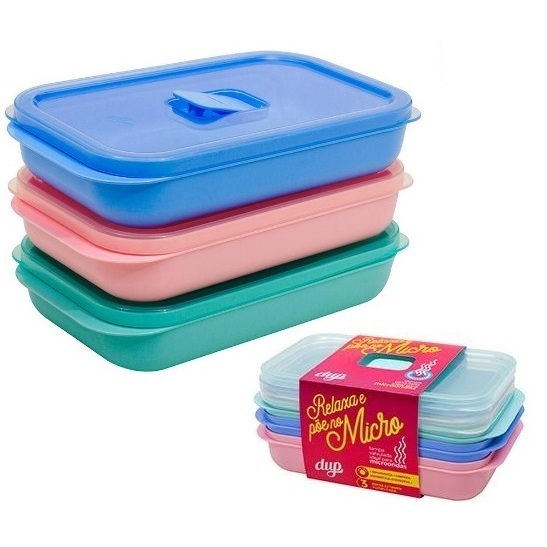 kit de 3, 6 ou 9 Potes Herméticos Tampa c/ Válvula Dup 500ml BPA Microondas Freezer