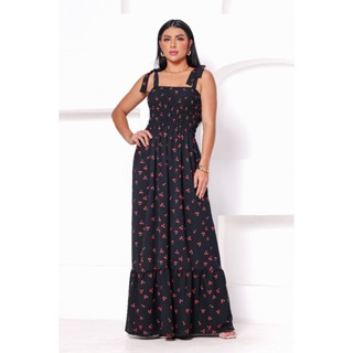 Vestido Longo de Lastex Com Alça Estampado em Oferta na Shopee