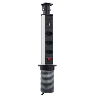 COIBEU Torre de Tomada Multiplug 3 Tomadas Bivolt + 1 USB + 1 Tipo-C
