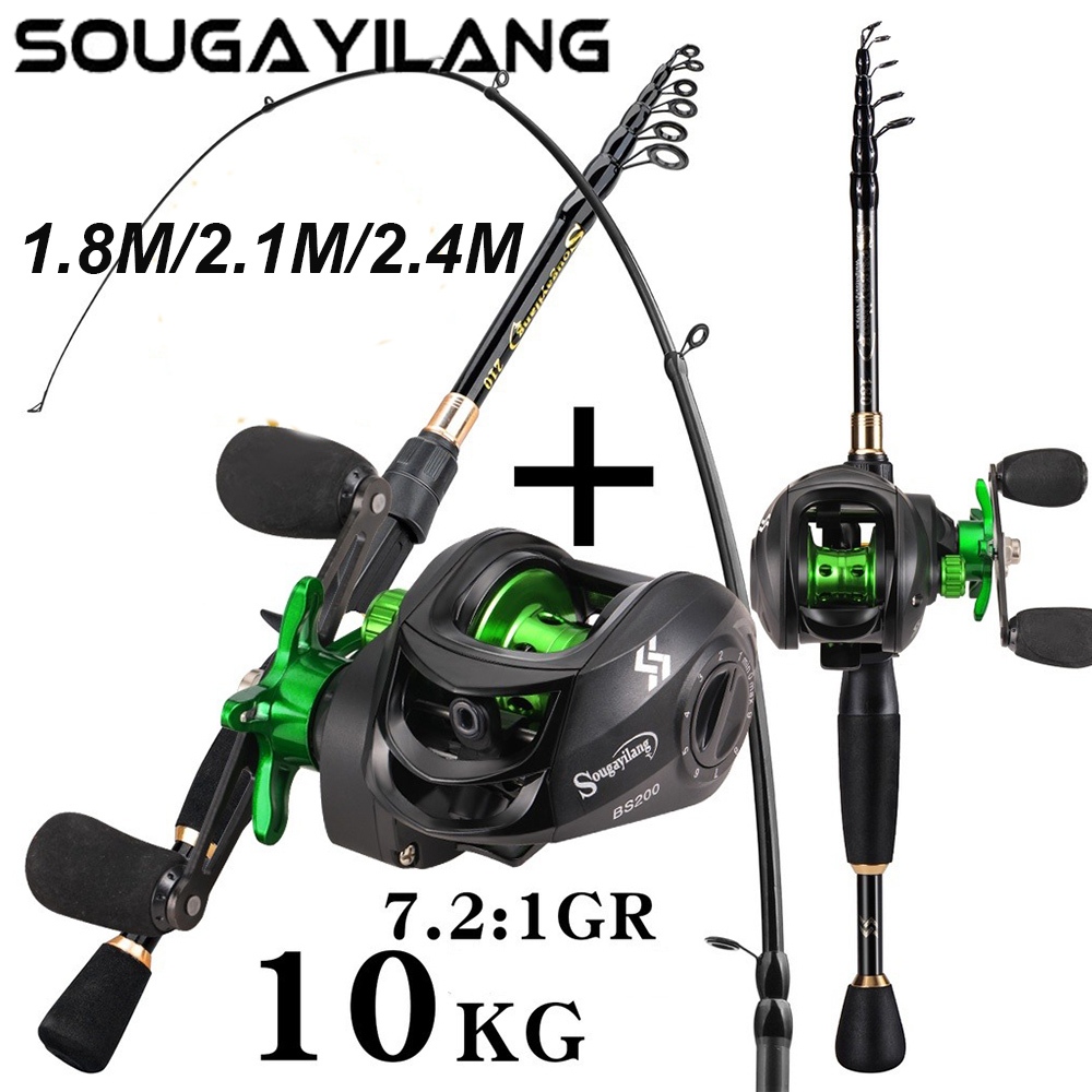 Sougayilang Telescópio Pesk Pólo Combo 1.8-2.4M Ultraleve Portátil E Isca Cartel 7.2 : 1 Relação De Engrenagem Arrasto M em Oferta na Shopee
