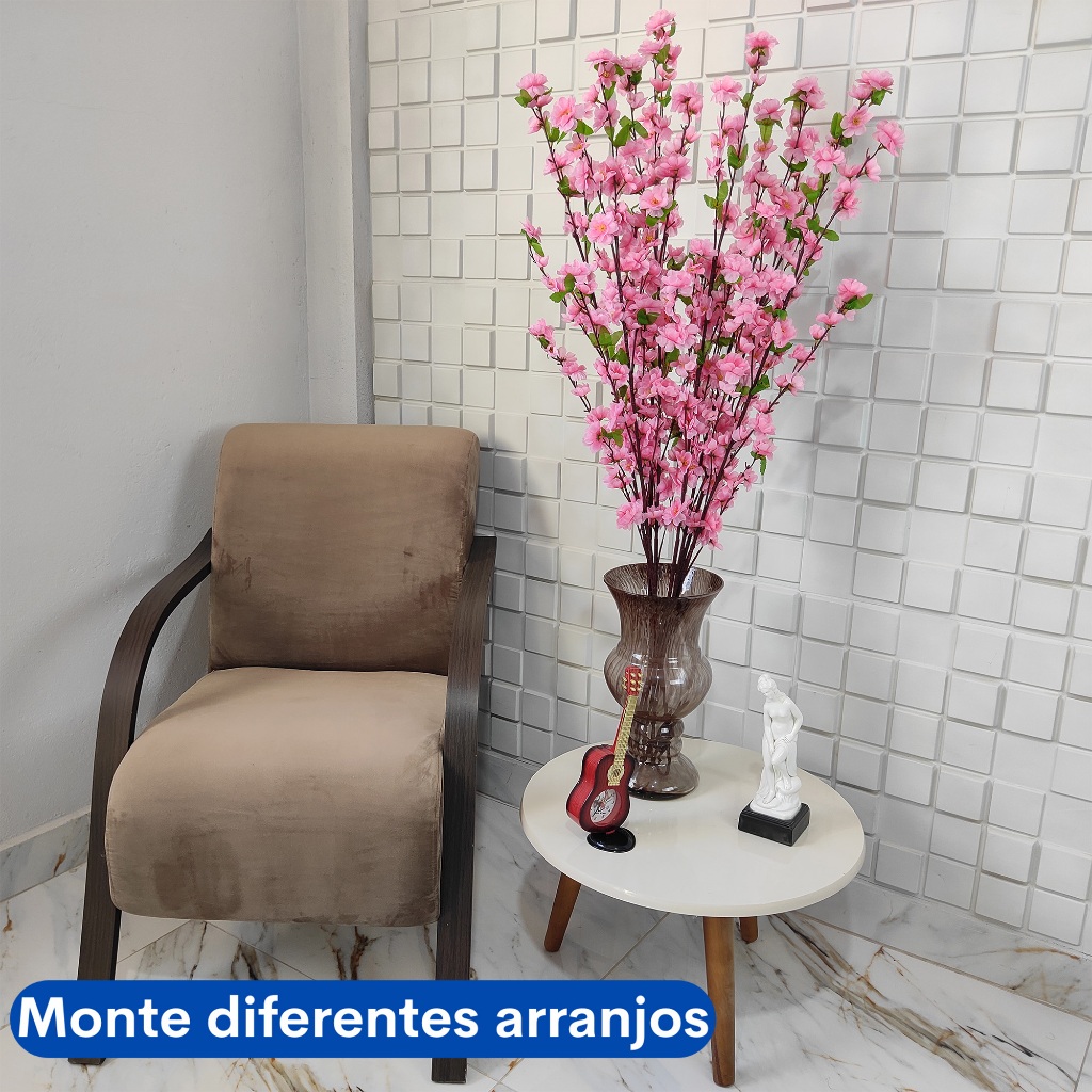 5 Hastes de Flores Pessegueiro Galhos Cerejeira Artificial 110cm · foto 2