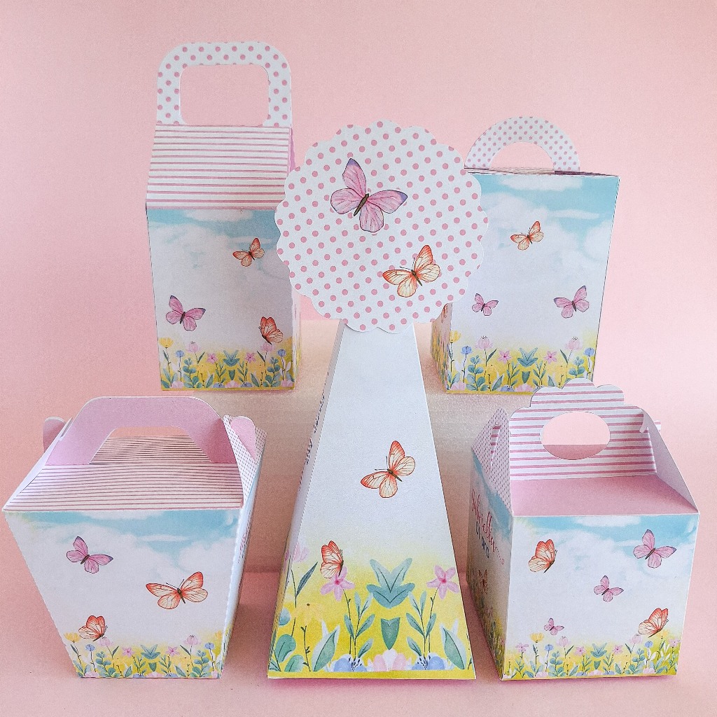 Kit festa Jardim Borboletas - caixinha lembrancinha de aniversário - ENVIO RÁPIDO