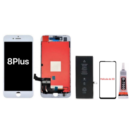 Tela Display Touch Frontal LCD iPhone 8Plus /8 Plus + Bateria + Pelicula + Cola 15ml