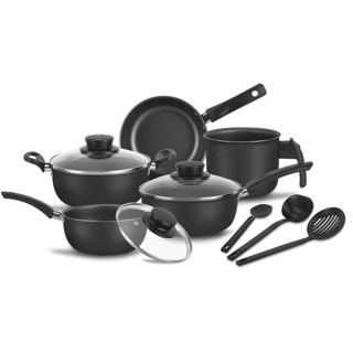 Conjunto Jogo De Panelas 8 Peças Elegan Conjunto Teflon E Tampa De Vidro Resistente Acabamento Perfeito